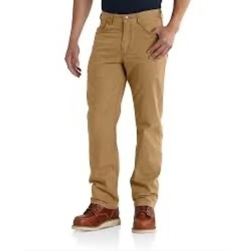 Carhartt Rugged Flex 102517 Rigby Canvas Work Pants Men 44x30 Brown Phone Pocket